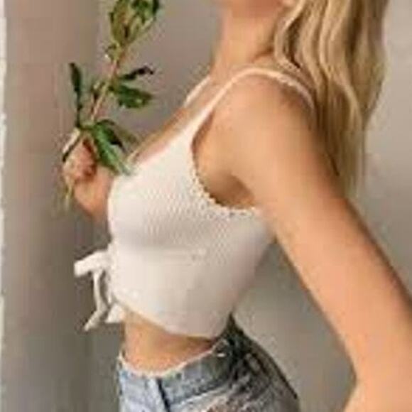 NWOT!! For Love and Lemons Pointelle Knit Cropped Tank L - Picture 3 of 7